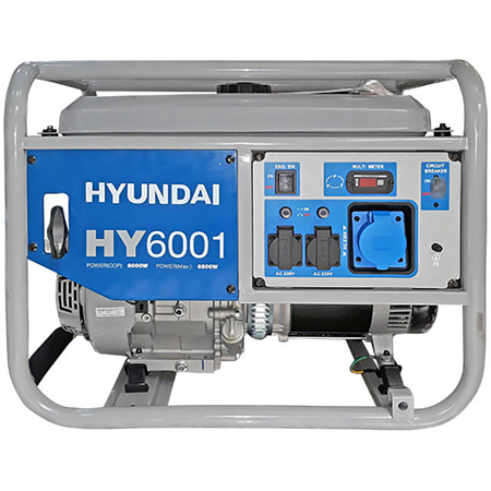  Generator curent electric monofazic Hyundai HY6001, 6 kW, 2 x 230V / 16A + 1 x 230V / 32 A , capacitate rezervor 25 l