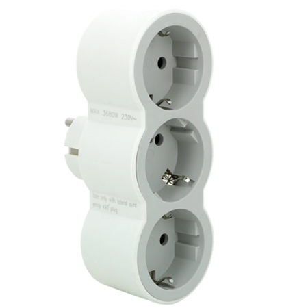 Adaptor 3 prize Legrand 2P+T16A, 16 A, IP20, protectie copii, alb-gri