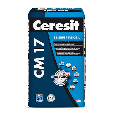 Adeziv super flexibil pentru gresie si faianta Ceresit CM 17, interior / exterior, 25 kg