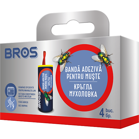 Banda adeziva pentru tantari si muste Bros, tub 4 bucati/set