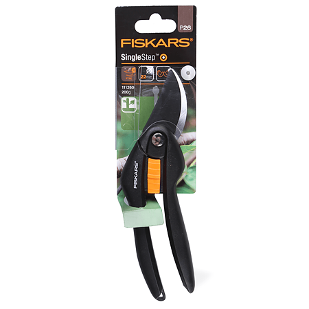 Foarfeca de gradinarit Fiskars Pas cu Pas P26, manere ergonomice, 208 mm, negru oranj