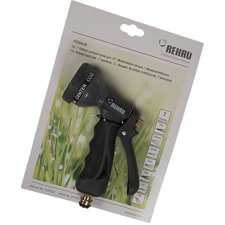 Pistol pentru stropit multifunctional Rehau, metal, gri, 7 functii