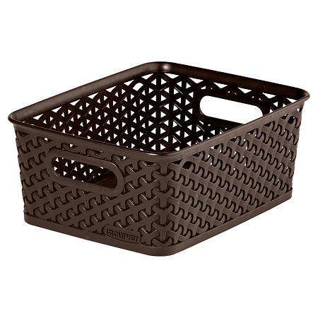 Cutie depozitare, tip rattan, plastic, maro, 8 l, 255 x 196 x 102 mm