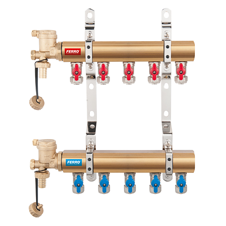 Distribuitor N-RO06S Ferro, 6 circuite, alama, 1 inch