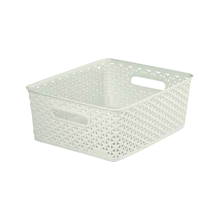 Cutie depozitare, tip rattan, plastic, alb, 13 l, 355 x 296 x 135 mm