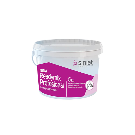 Glet de finisaj pentru interior Siniat Nida Pro Readymix, gata preparat, interior, alb, 5 kg