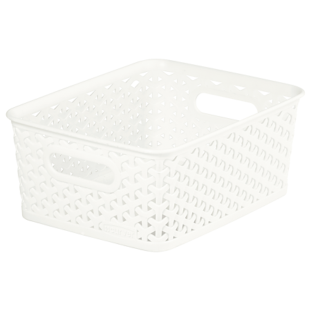 Cutie depozitare, tip rattan, plastic, alb, 8 l, 255 x 196 x 102 mm