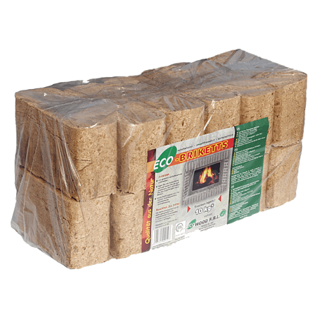 Brichete din rumegus RUF Eco Wood, patrate, 10 kg/ folie