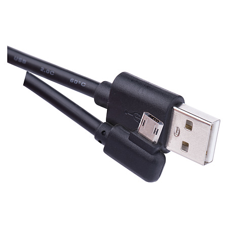 Cablu USB Emos lateral 2.0 A/M-MICRO B/M, negru, 1 m