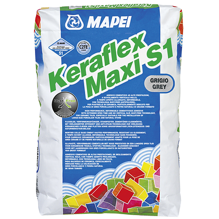 Adeziv pentru placi ceramice si roci naturale Mapei Keraflex Maxi S1, interior/exterior, gri, 25 kg