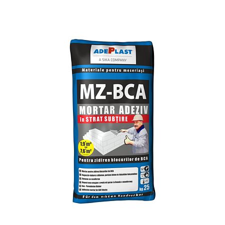 Mortar adeziv pentru zidarie BCA Adeplast MZ, interior/exterior, 25 Kg