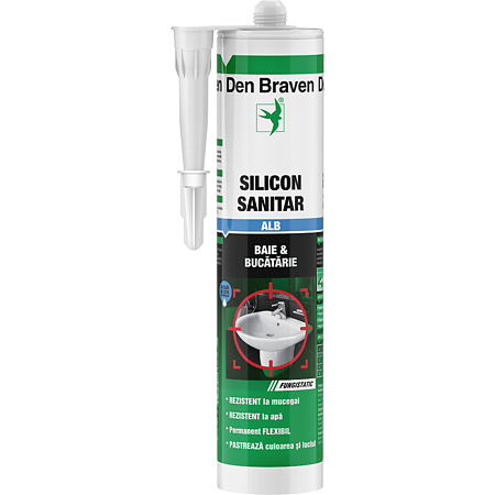 Silicon sanitar, alb, Den Braven, interior, 280 ml