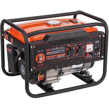 Generator curent electric monofazic Evotools GG3000A, model KM4000A, 3 kW, 2 x 230 V, capacitate rezervor 15l