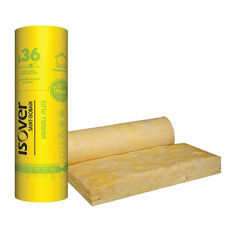 Vata minerala de sticla Isover Uniroll Plus 10/5, necaserata, 2 x 50 x 5000 x 1200 mm, 12m2/rola