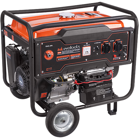 Generator curent electric monofazic Evotools KM6500A-ES, 5.5 kW, 2 x 230 V, capacitate rezervor 25 l