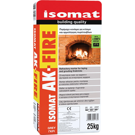 Mortar refractar Isomat Ak-Fire, interior/exterior, 25 kg