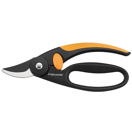 Foarfeca de gradinarit cu garda de protectie Fiskars P44, maner ergonomic, 201 mm, negru oranj