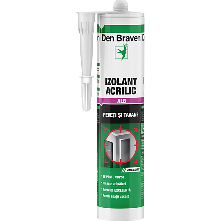  Izolant acrilic pentru pereti si tavane, Den Braven, interior, alb, 280 ml