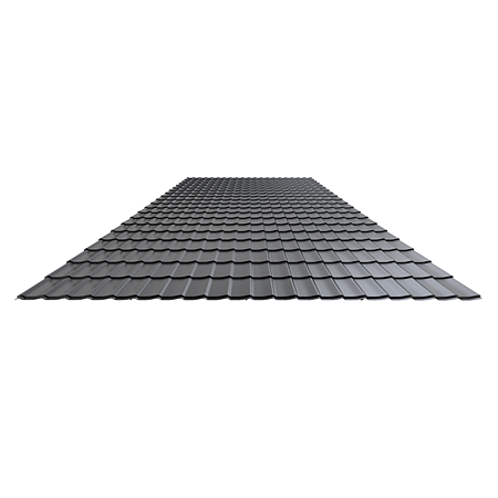 Tigla metalica Durako Riva, gri, RAL 7024, mat structurat, 0.45 mm, 1095 x 1180 mm