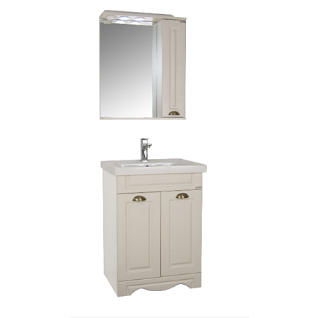 Set mobilier baie Badenmob Mirage Seria 772, baza 60 cm, lavoar, oglinda, alb