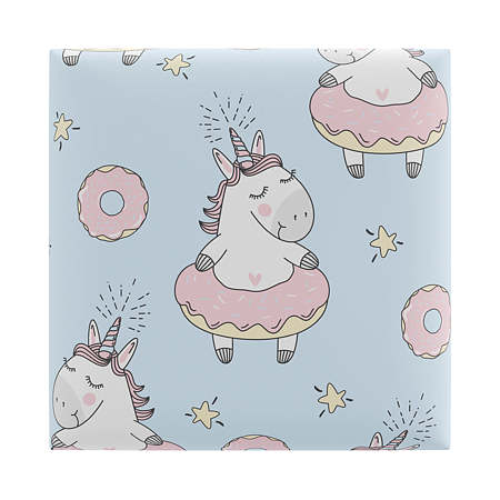 Panou decorativ tapitat, Kids Unicorn, patrat, 300 x 300 x 37 mm