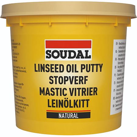 Chit de geamuri Soudal pentru fixare si izolare, brun natural, 1 kg