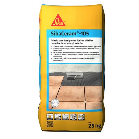 Adeziv semiflexibil pentru placari ceramice, Sika Ceram-105, gri, 25 kg