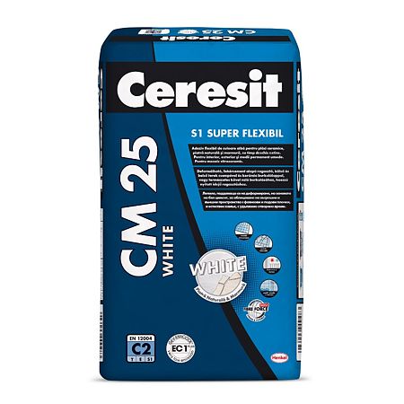 Adeziv super-flexibil pentru placari ceramice Ceresit CM 25, interior/exterior, 25 kg