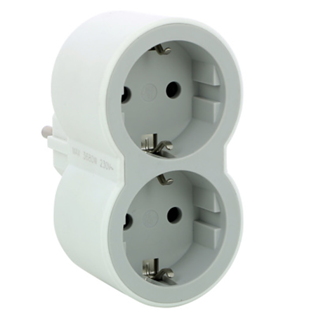 Adaptor 2 prize Legrand 2P+T16A, 16 A, IP20, protectie copii, alb-gri