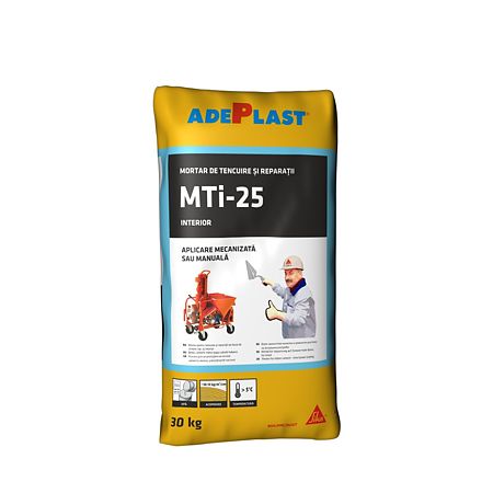 Mortar pentru tencuieli Adeplast MTi25, aplicare manuala/mecanizata, interior, 30 kg