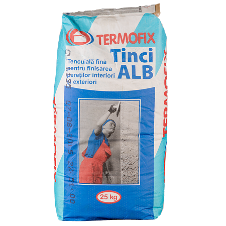 Tencuiala fina pentru finisarea peretilor Termofix, alb, interior/exterior, 25 kg